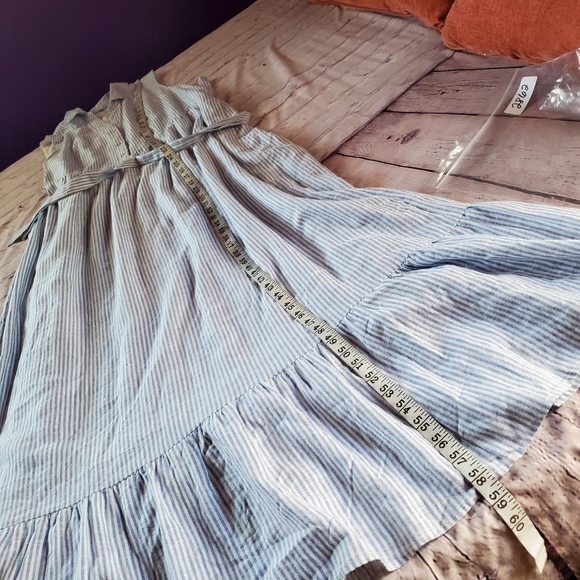 DRAPER JAMES RSVP Button Front Maxi Dress Sleeveless Linen Blend Blue Striped XL - Picture 15 of 15